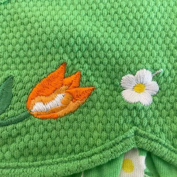 Basic Editions Green Sleeveless Romper Embroidered Flowers Size 3T - Picture 10 of 13
